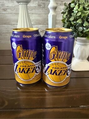 2 new cans of poppi Los Angeles Lakers Grape Soda Can Purple & Gold new